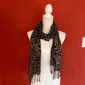 Leopard print brown and white scarf
